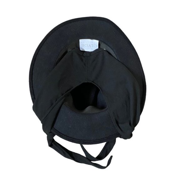 CLYDE Womens Black Wool Pinch Hat Wide Brim With Neck Shade Scarf main image 5